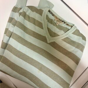 Burberry ✨✨ Mint Green and Grey Striped V-Neck Sweater ✨✨